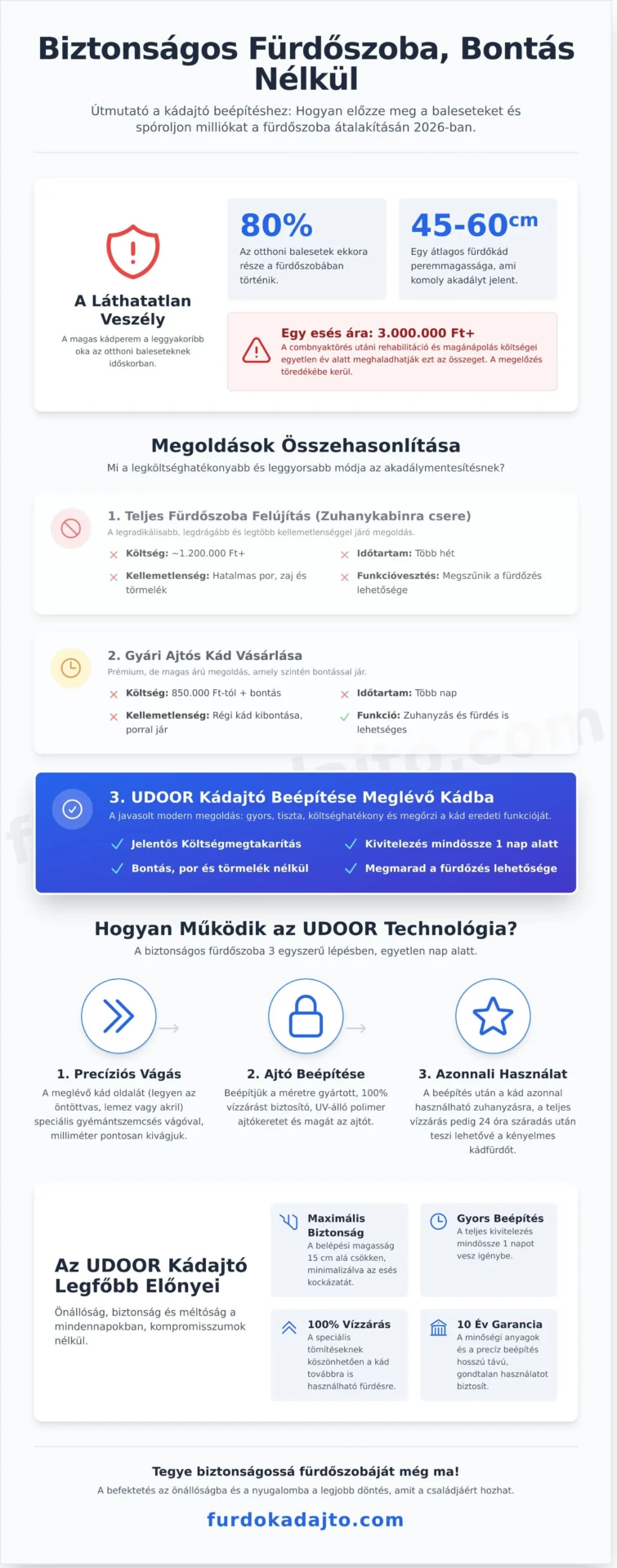 Ajtós kád árak 2026: Hogyan válasszunk akadálymentes megoldást bontás nélkül? - Infographic