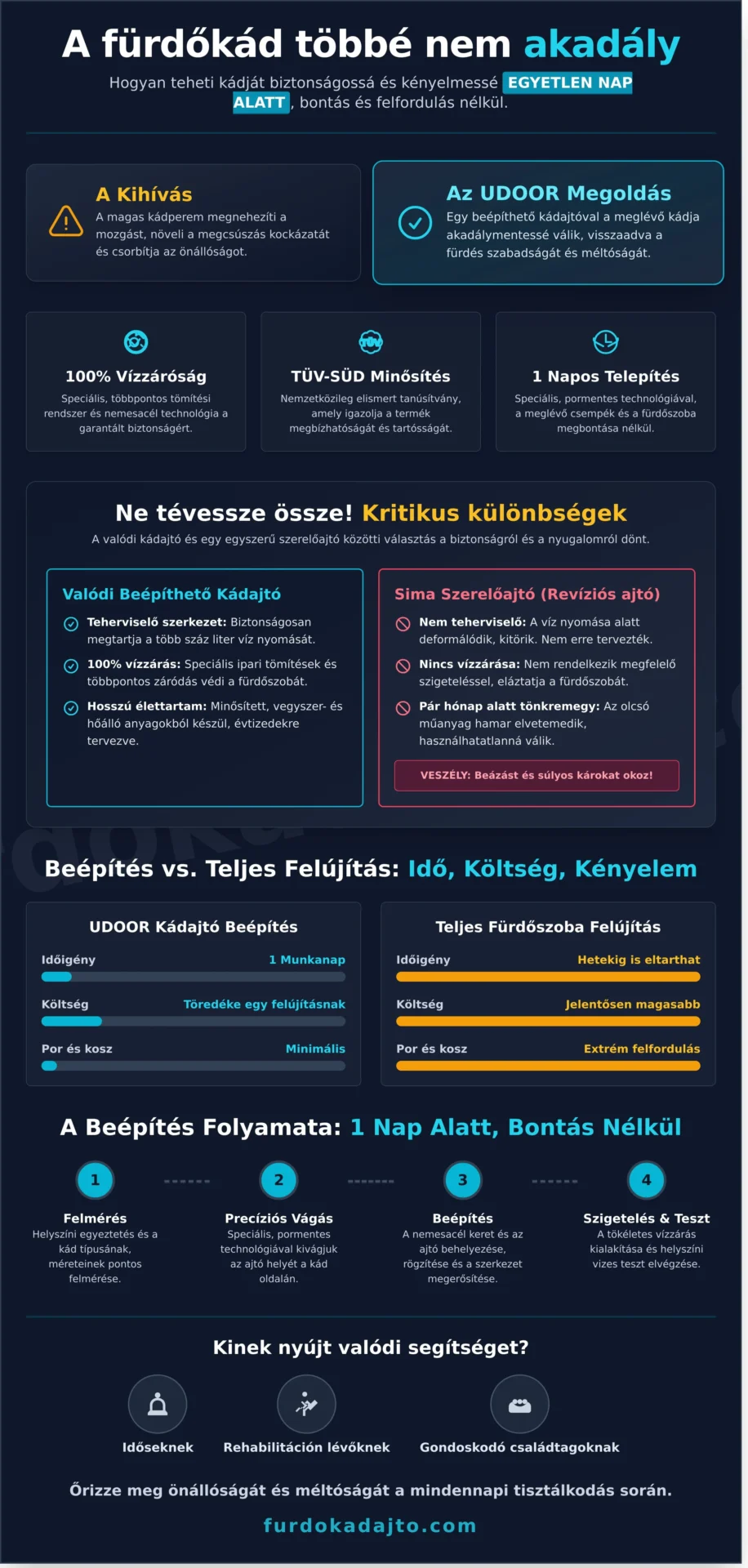Beépíthető kádajtó: Biztonságos fürdés bontás nélkül 2026-ban - Infographic