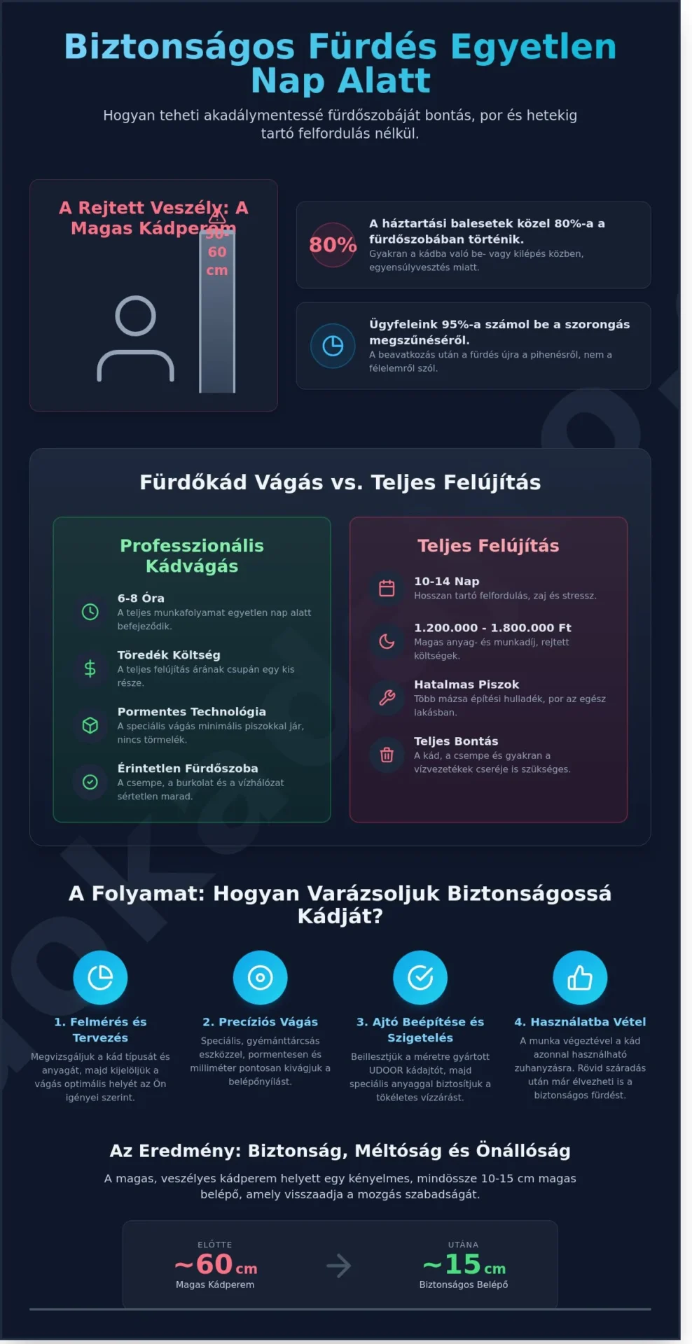 Fürdőkád vágás bontás nélkül: Így lesz akadálymentes a fürdőszobája - Infographic