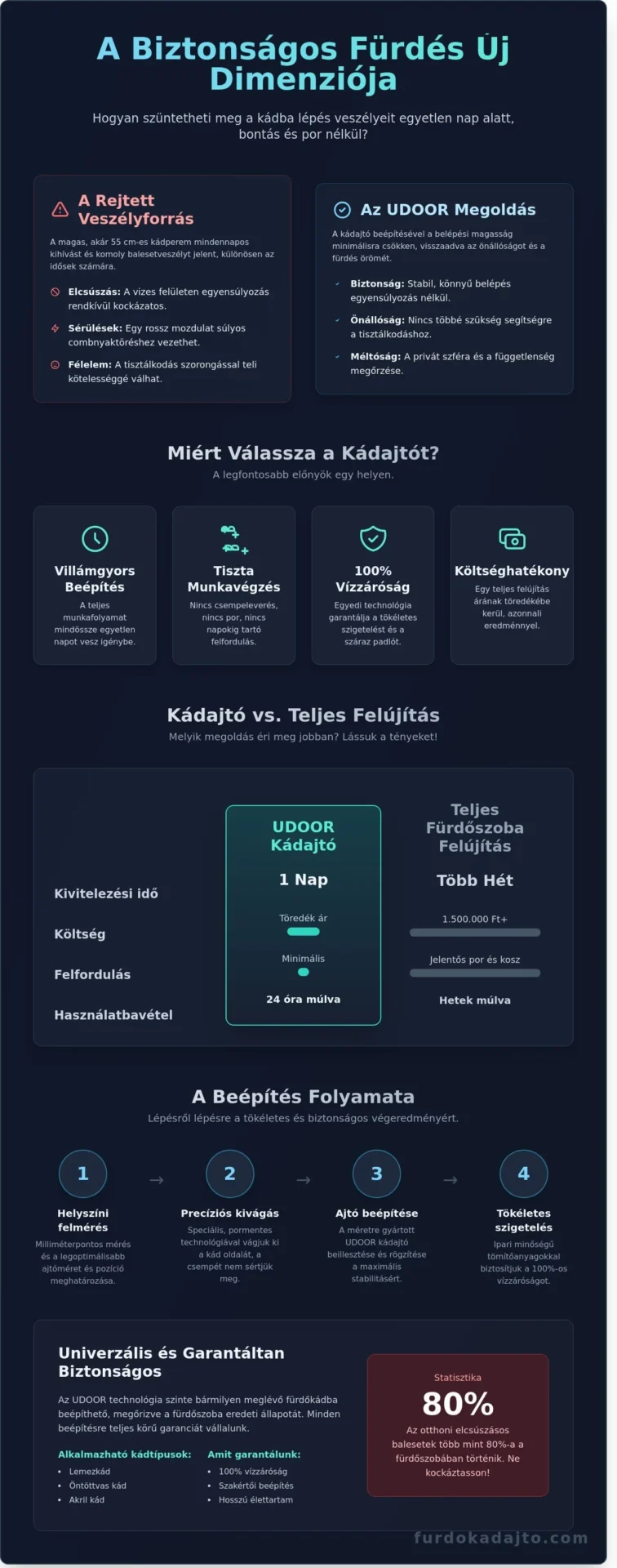 Kádajtó beépítés 2026-ban: Biztonságos fürdőzés bontás nélkül - Infographic