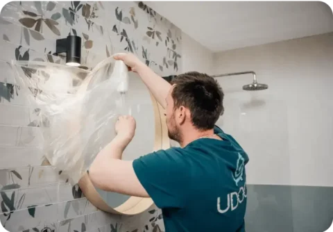 UDOOR fürdőkádajtó beépítés_letakarás