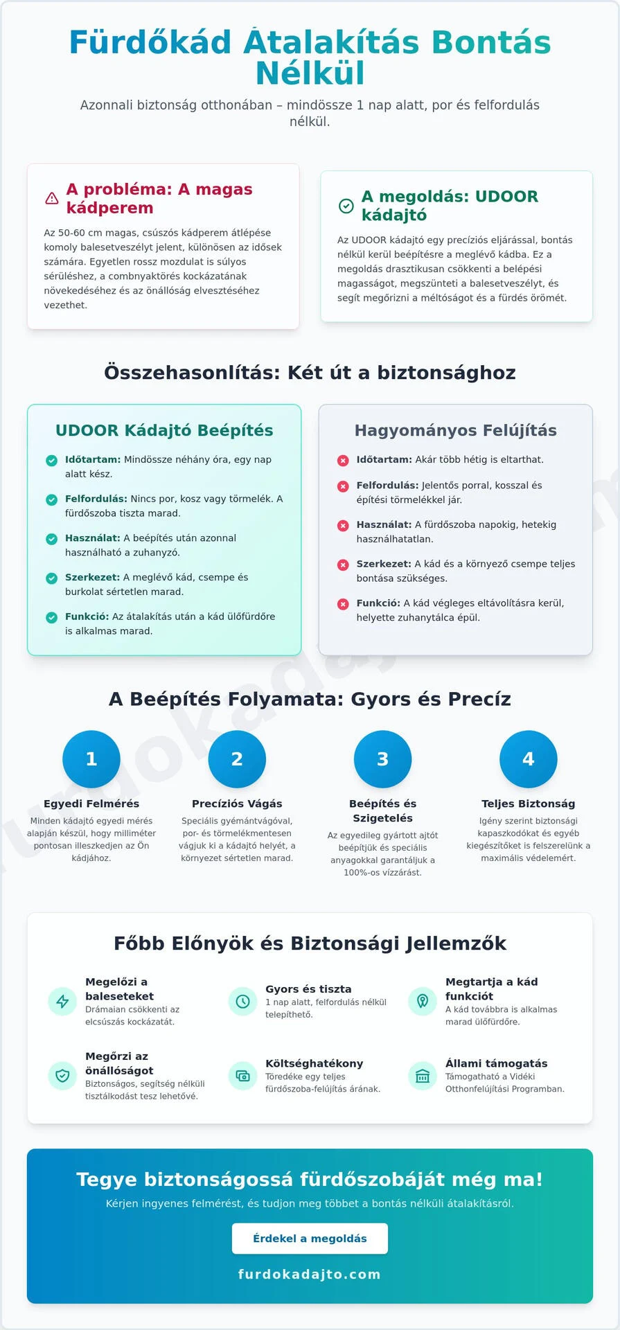 Fürdőkád átalakítás bontás nélkül: Biztonságos megoldás egyetlen nap alatt